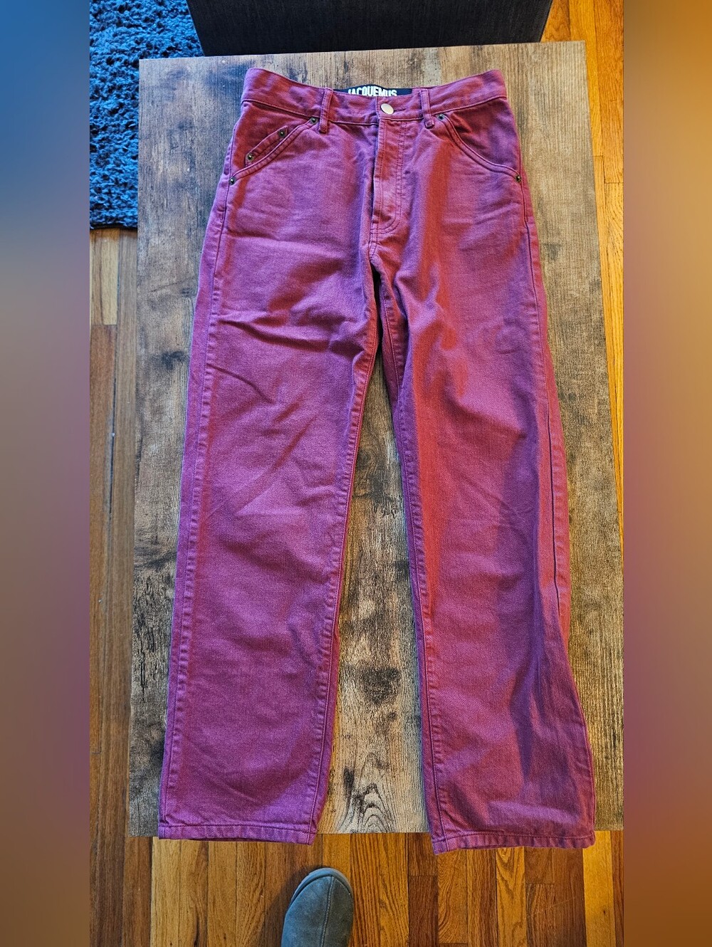 JACQUEMUS Le Souk Women's Straight-leg Denim Pomegranate Jeans Size 27